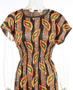 Feather pattern maxi dress XD21