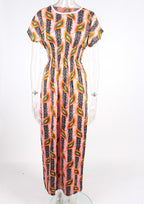 Feather pattern maxi dress XD21
