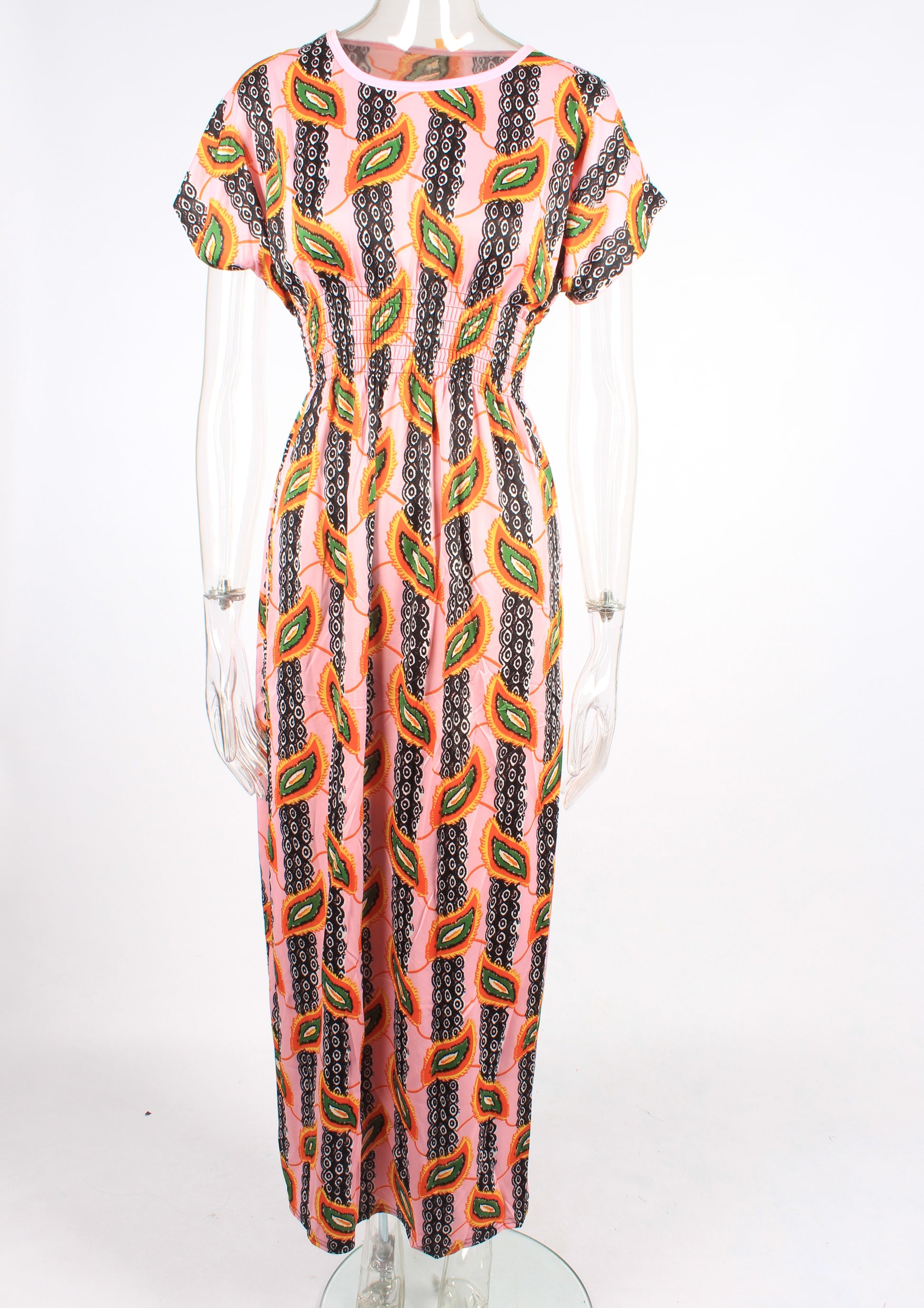 Feather pattern maxi dress XD21