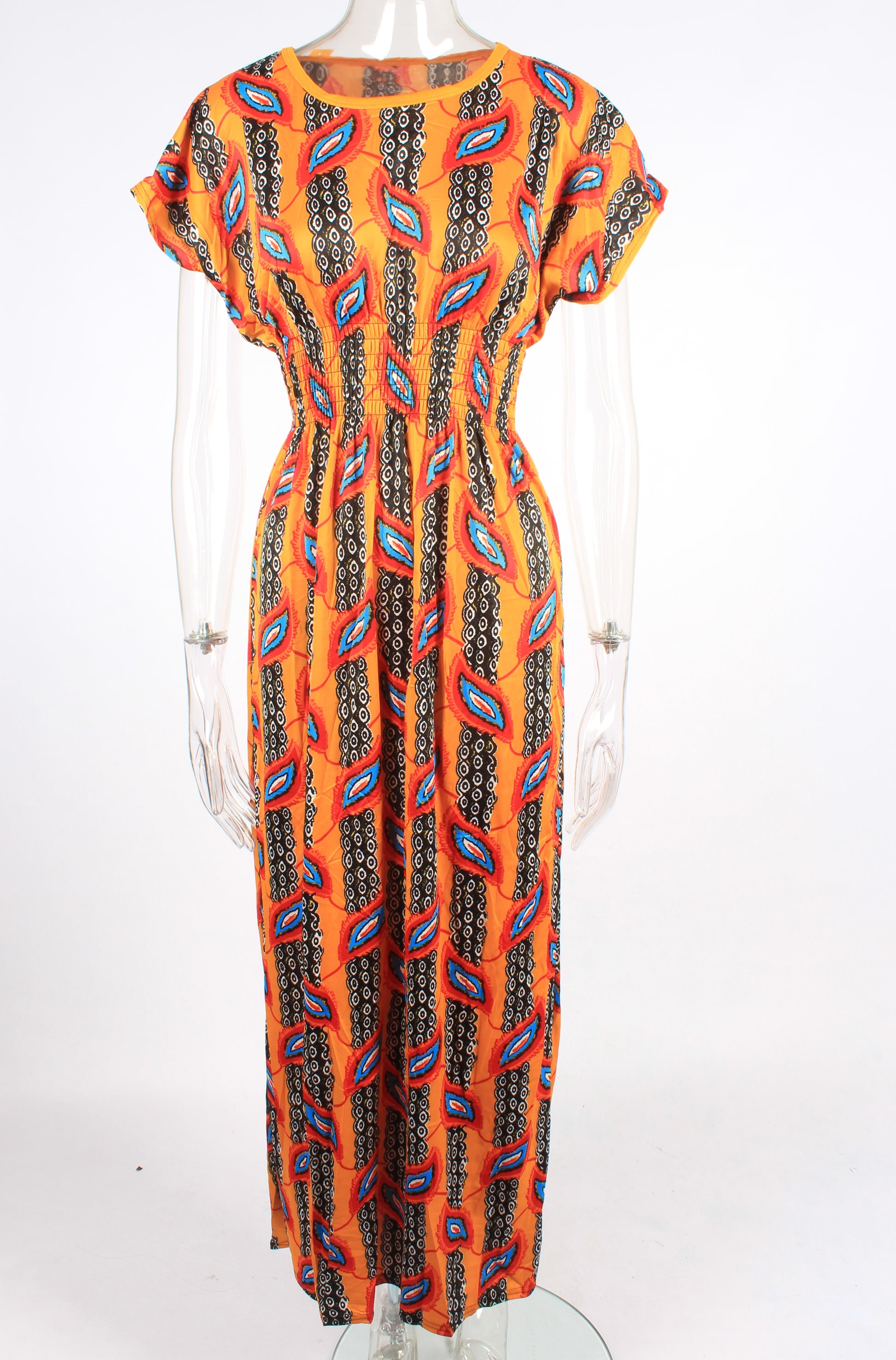 Feather pattern maxi dress XD21