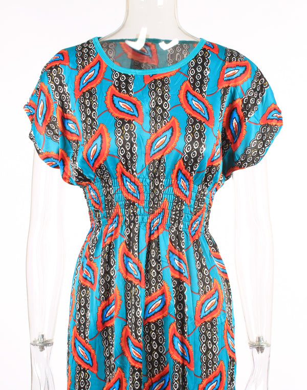 Feather pattern maxi dress