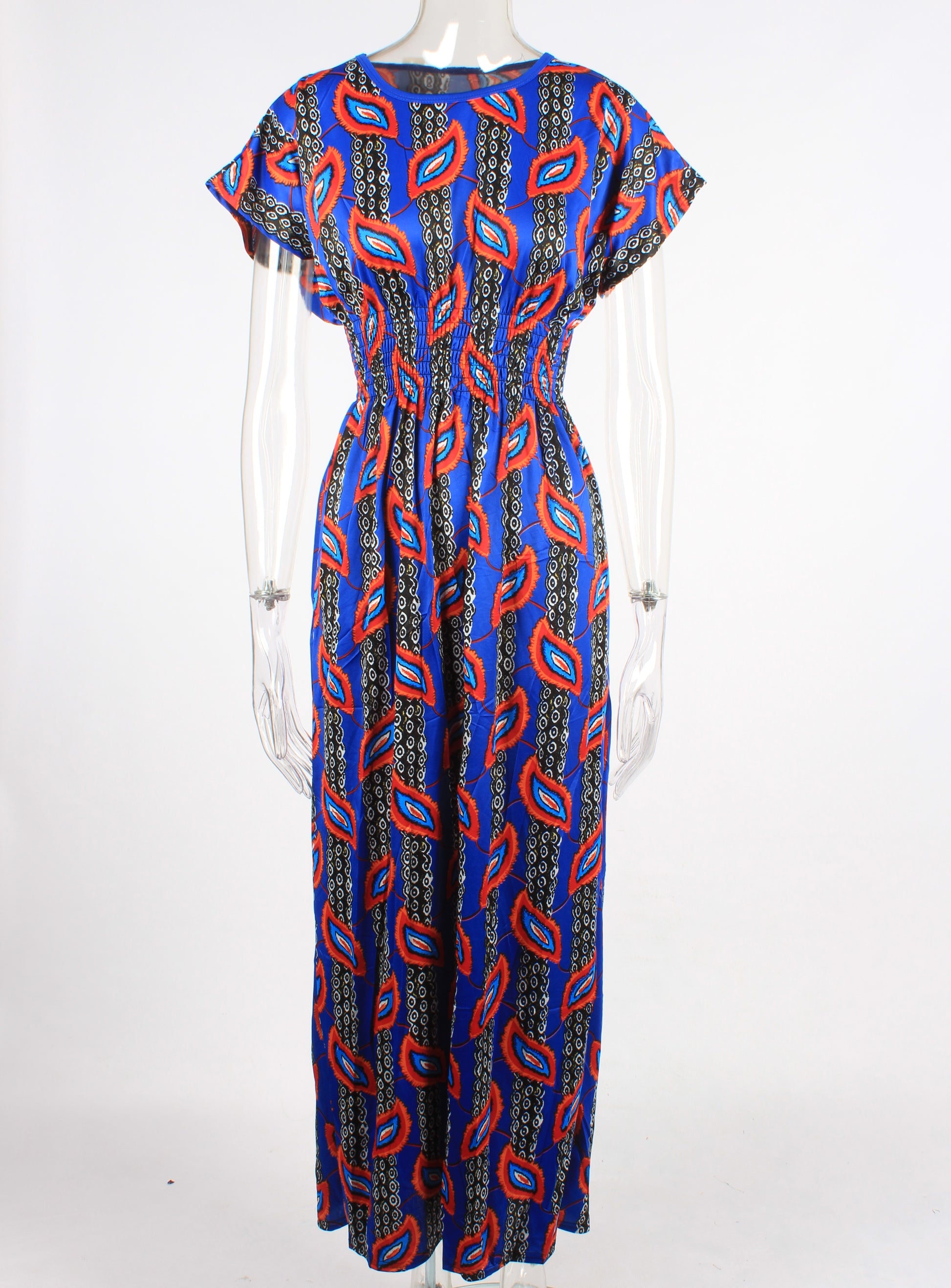 Feather pattern maxi dress XD21