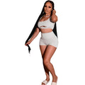 Fitness 2 Piece Set Solid Crop Tank Top Biker Shorts XD21