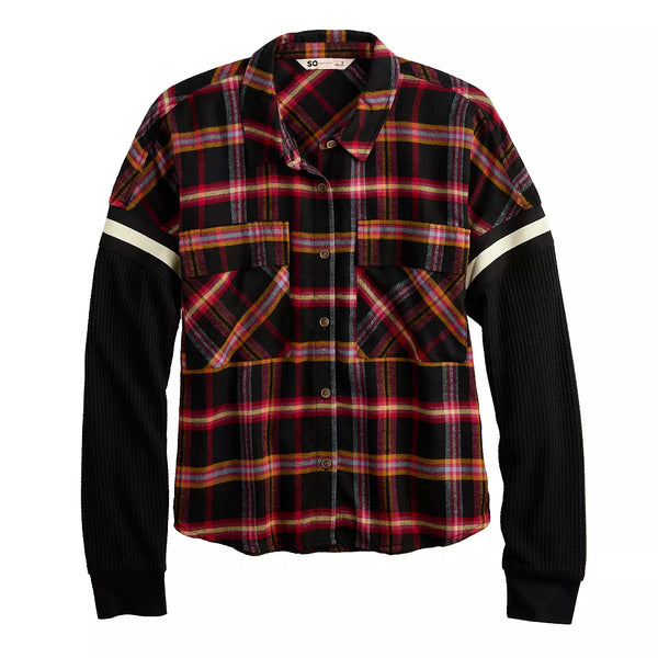 Flannel Plaid Strip Short Shirt