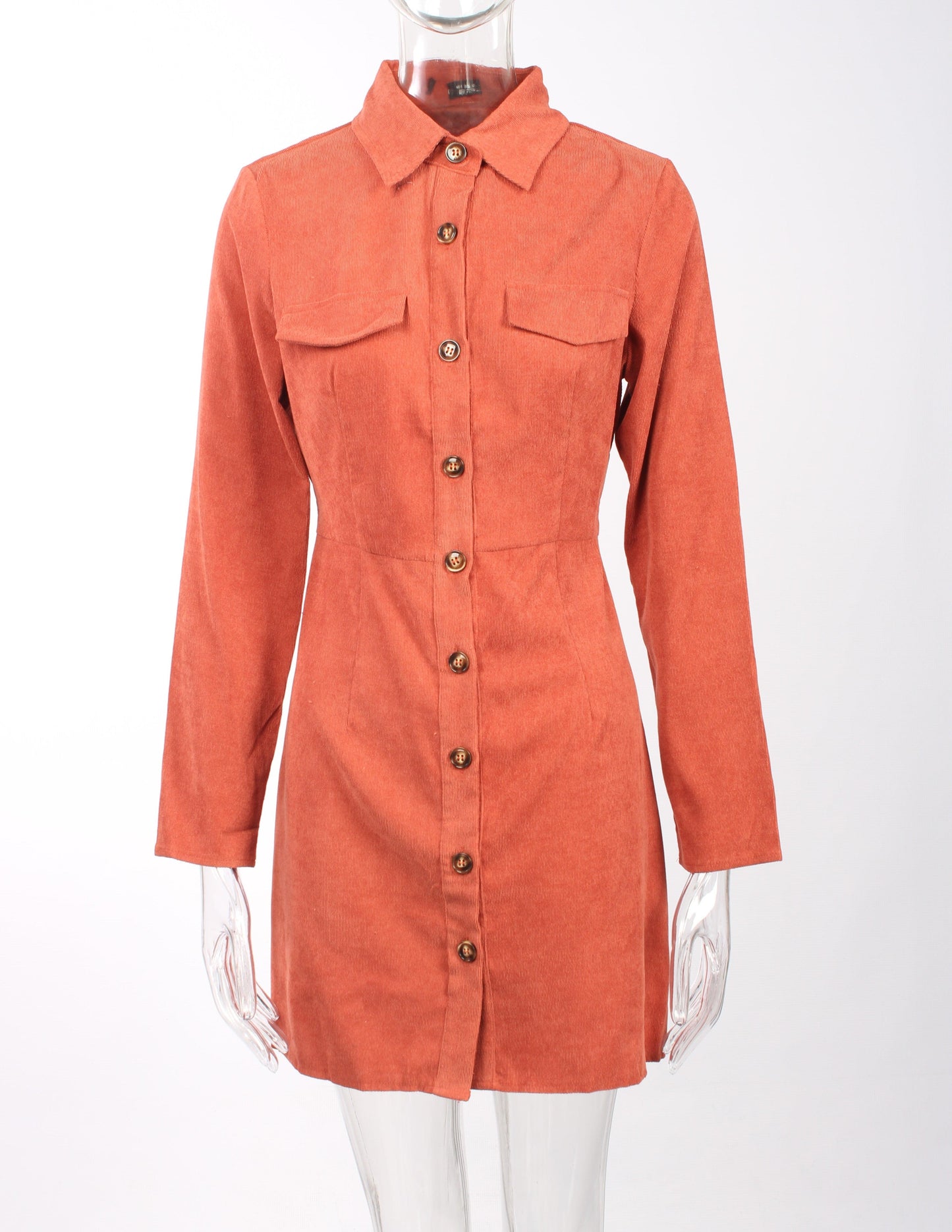 Flap Pocket Front Shirt Dress Without Belt - XD21