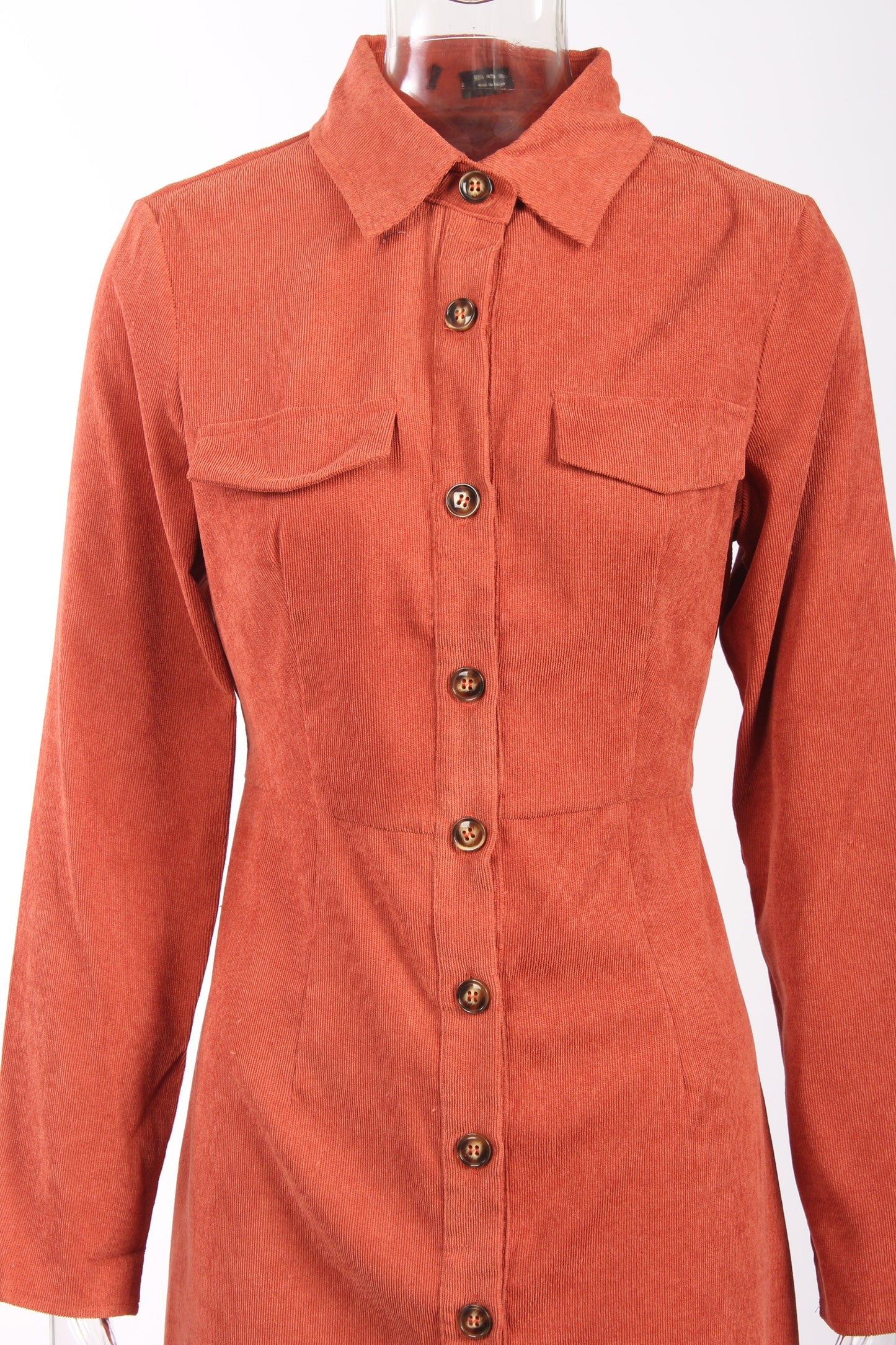 Flap Pocket Front Shirt Dress Without Belt - XD21
