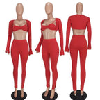 Flare Long Sleeve Bra and Pants 3 Piece Set XD21