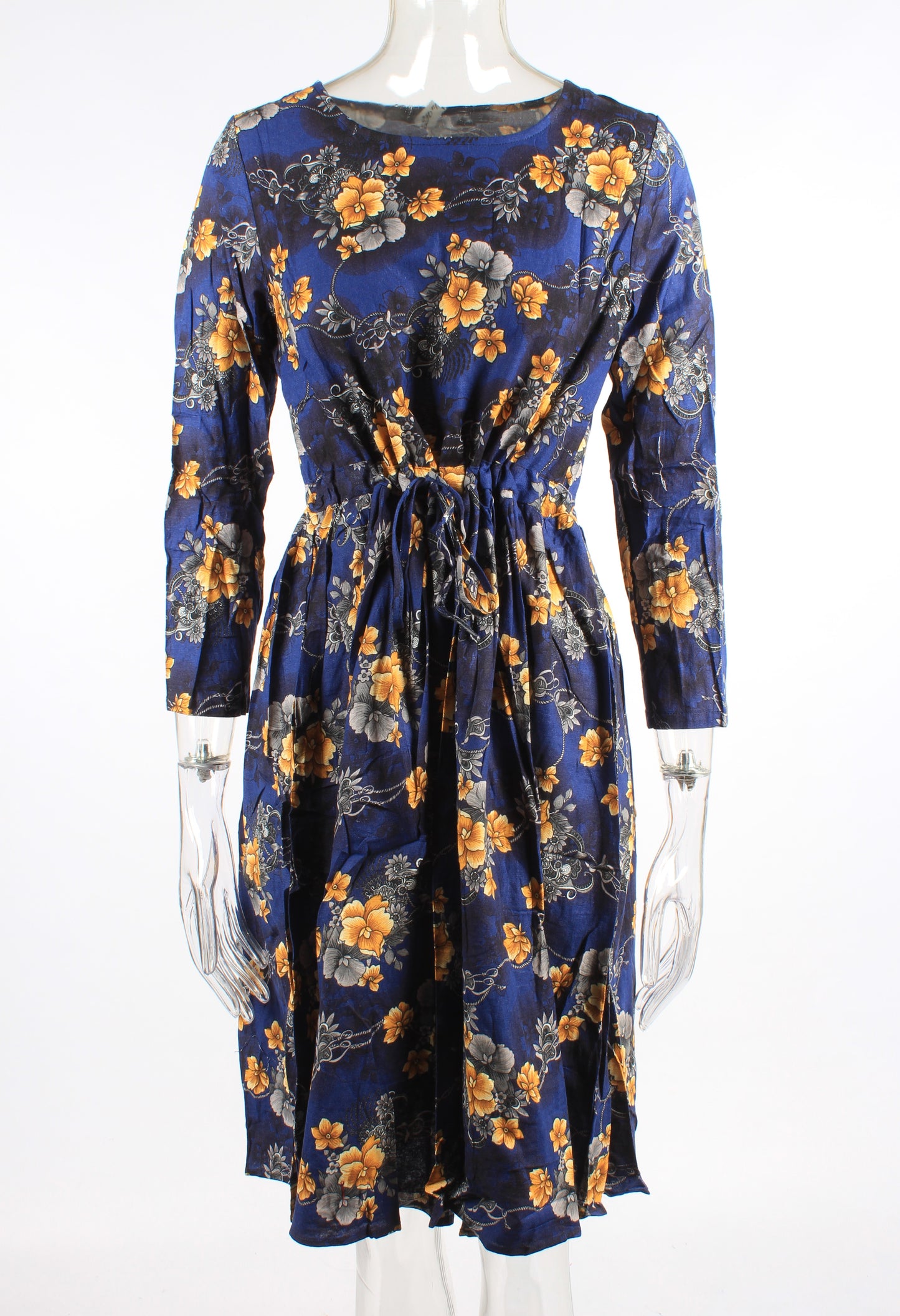 Floral Drawstring Knee Length Dress XD21