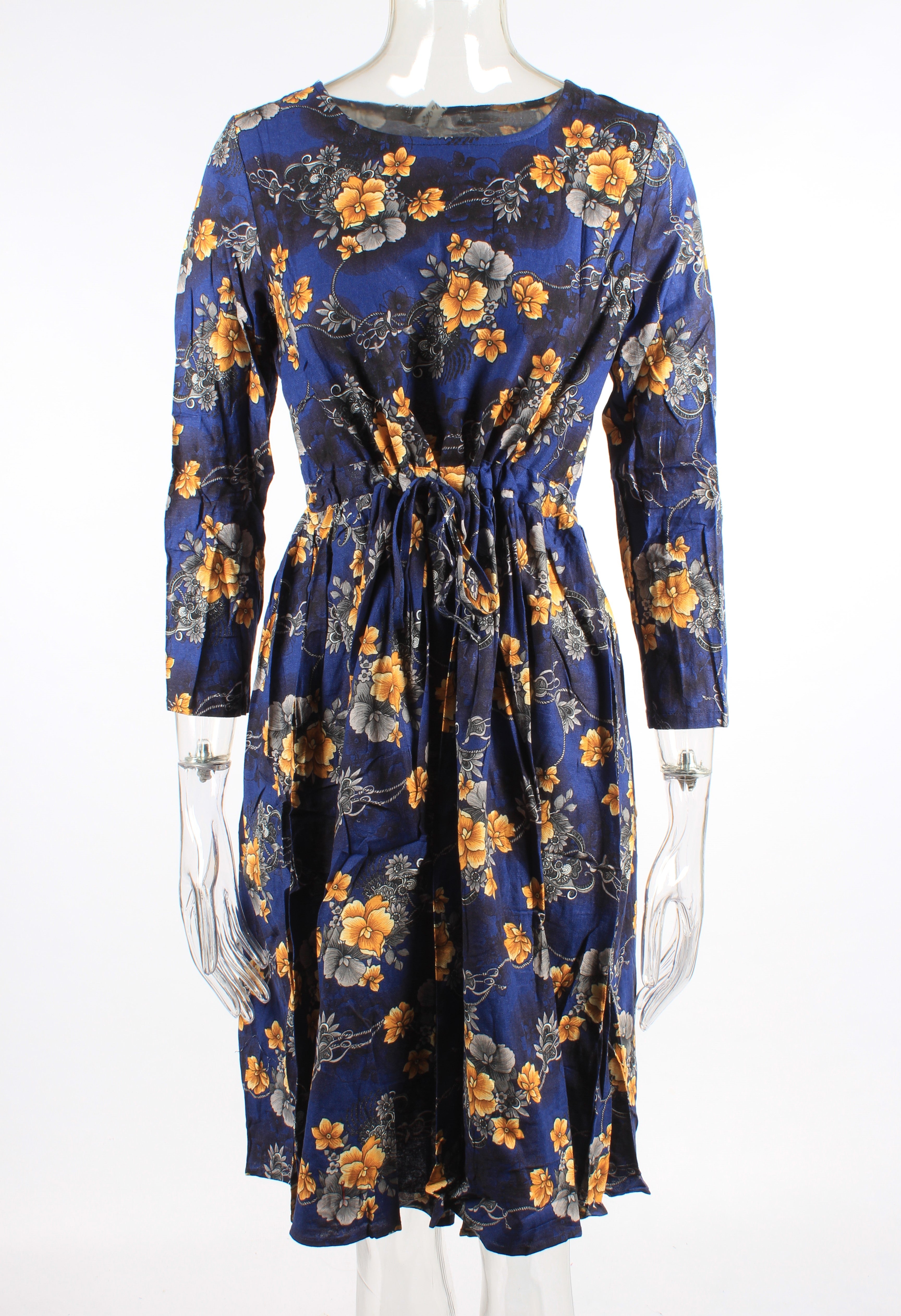 Floral Drawstring Knee Length Dress XD21