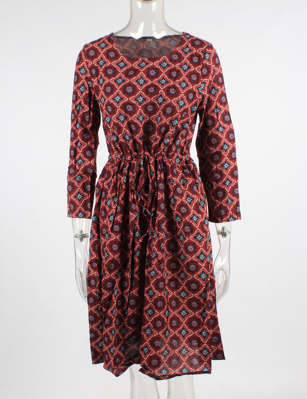 Floral Drawstring Knee Length Dress XD21
