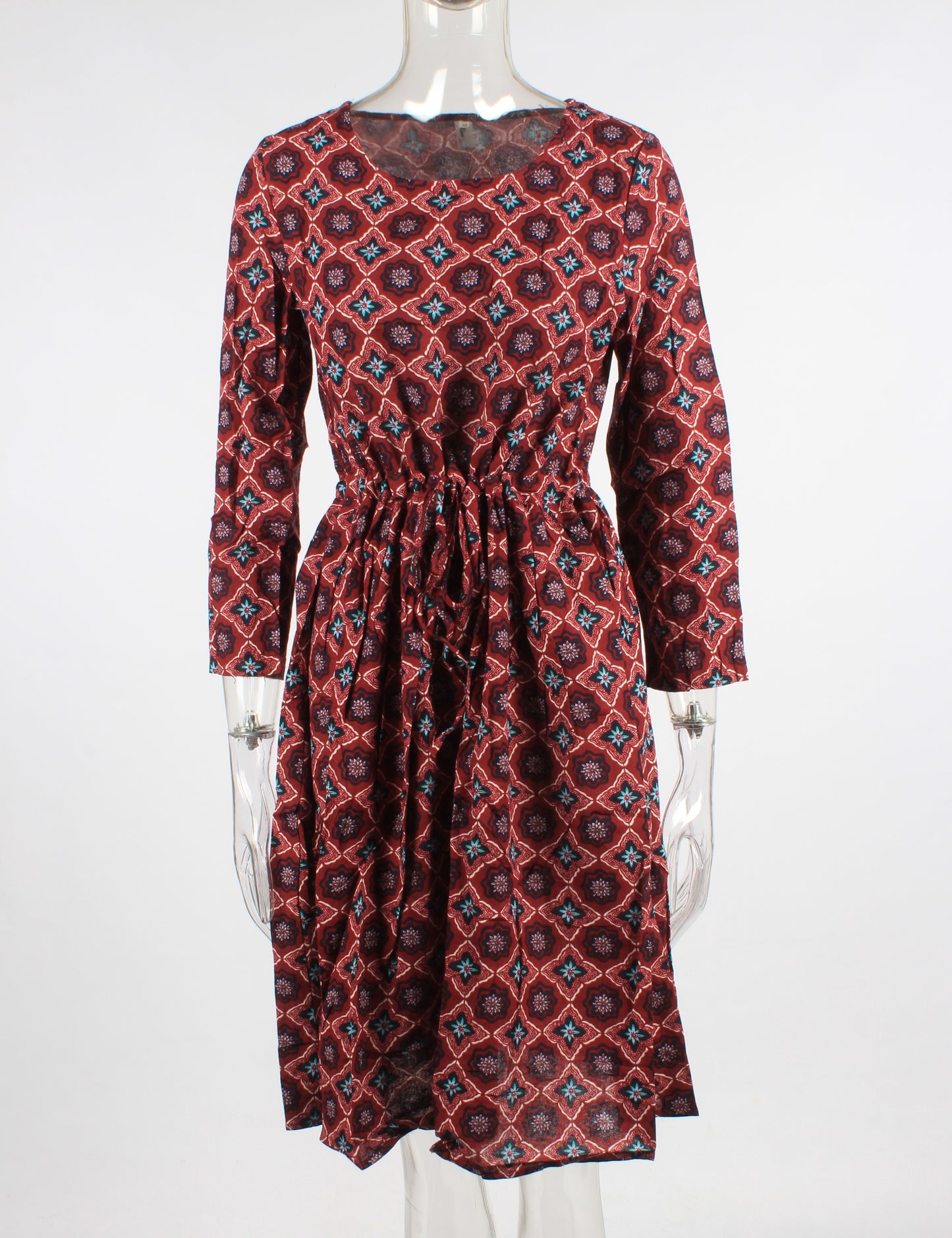 Floral Drawstring Knee Length Dress XD21