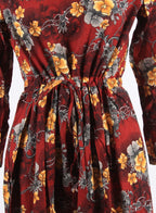 Floral Drawstring Knee Length Dress XD21