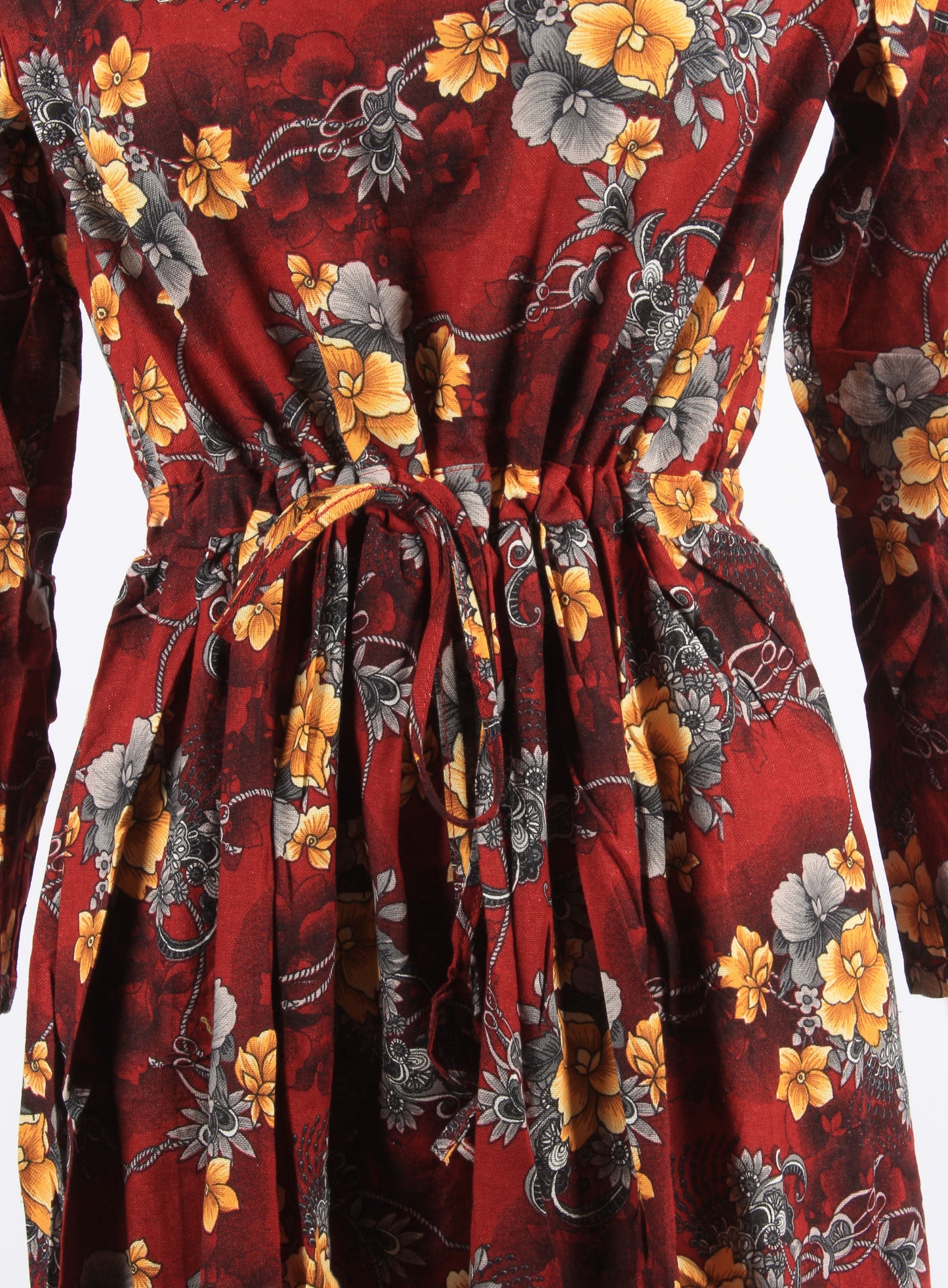 Floral Drawstring Knee Length Dress XD21