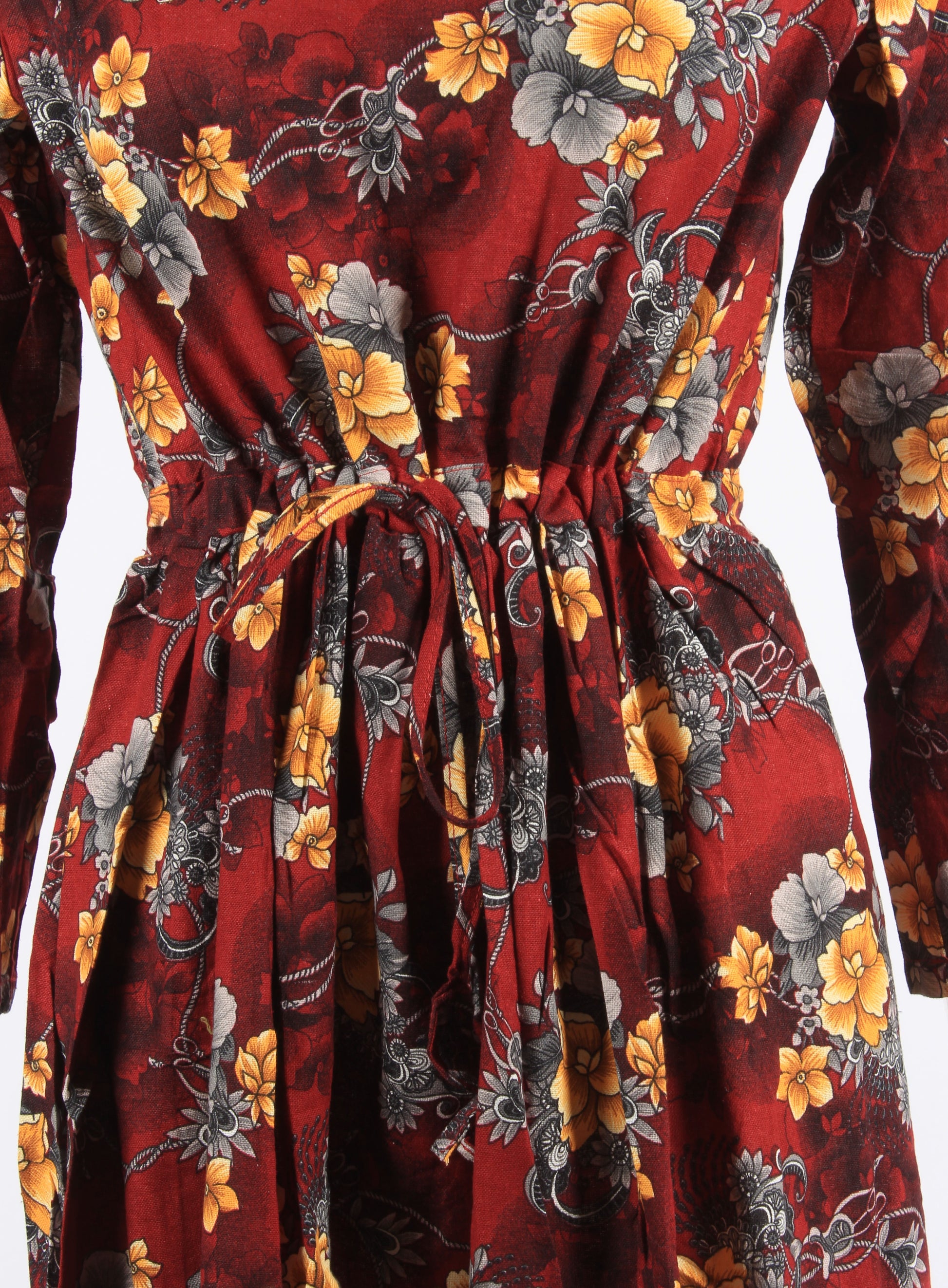 Floral Drawstring Knee Length Dress XD21