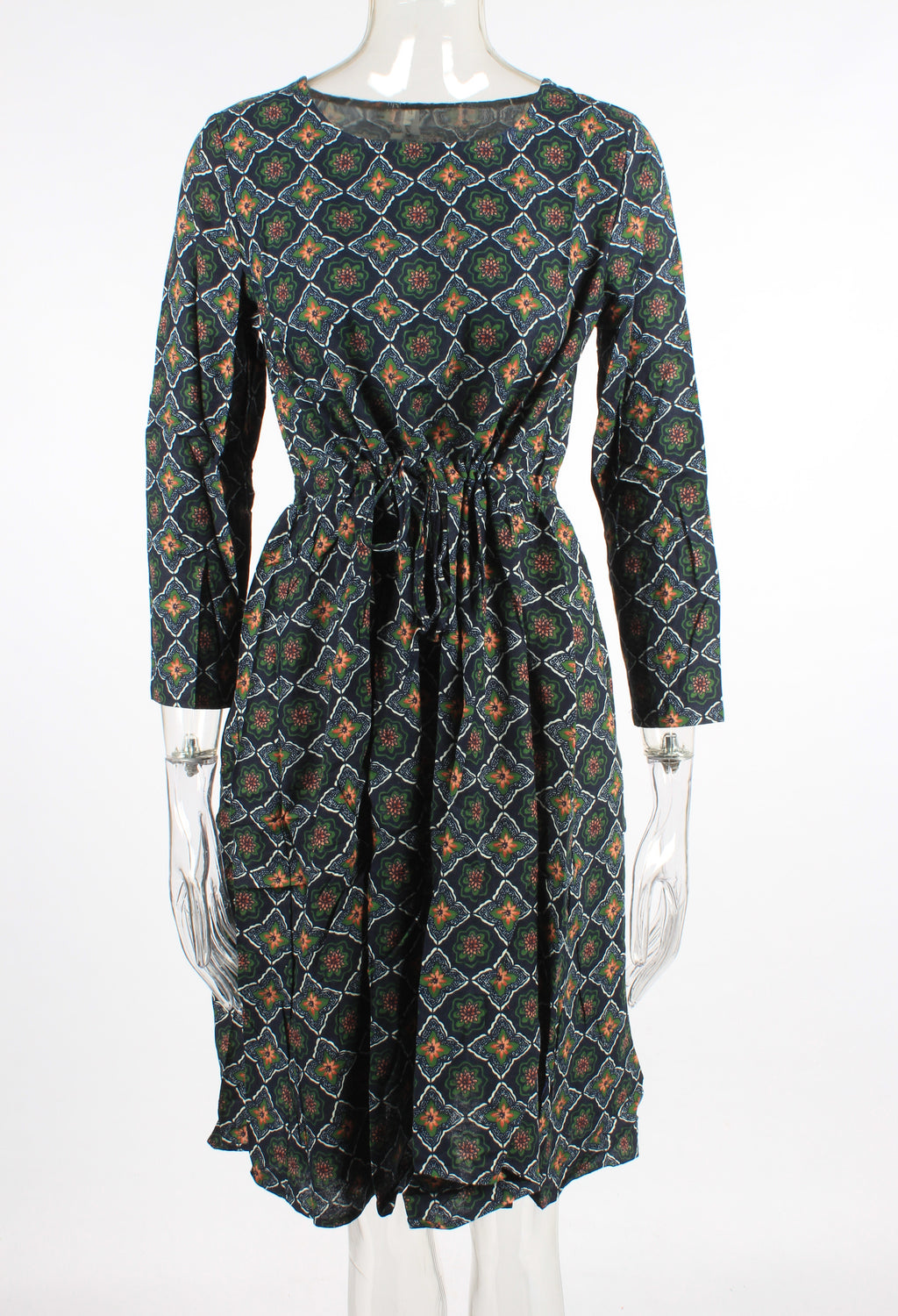 Floral Drawstring Knee Length Dress XD21