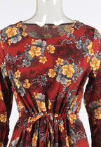 Floral Drawstring Knee Length Dress XD21