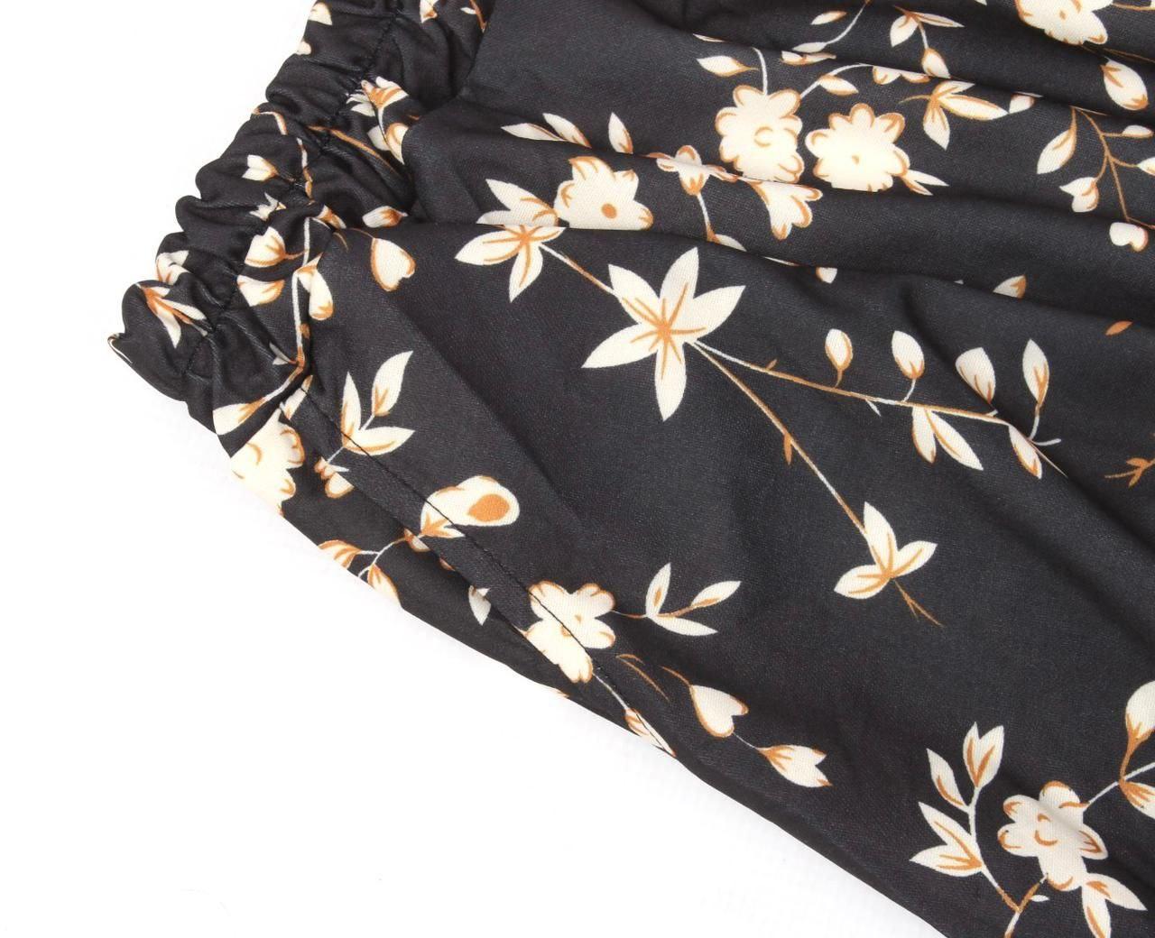 floral midi elastic waist skirt - XD21