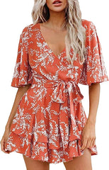 Floral Flowy Summer Mini Dress - XD21