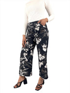 Floral Lace Up Straight Cut Pants XD21