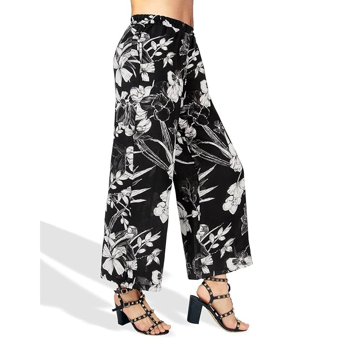 Floral Lace Up Straight Cut Pants XD21