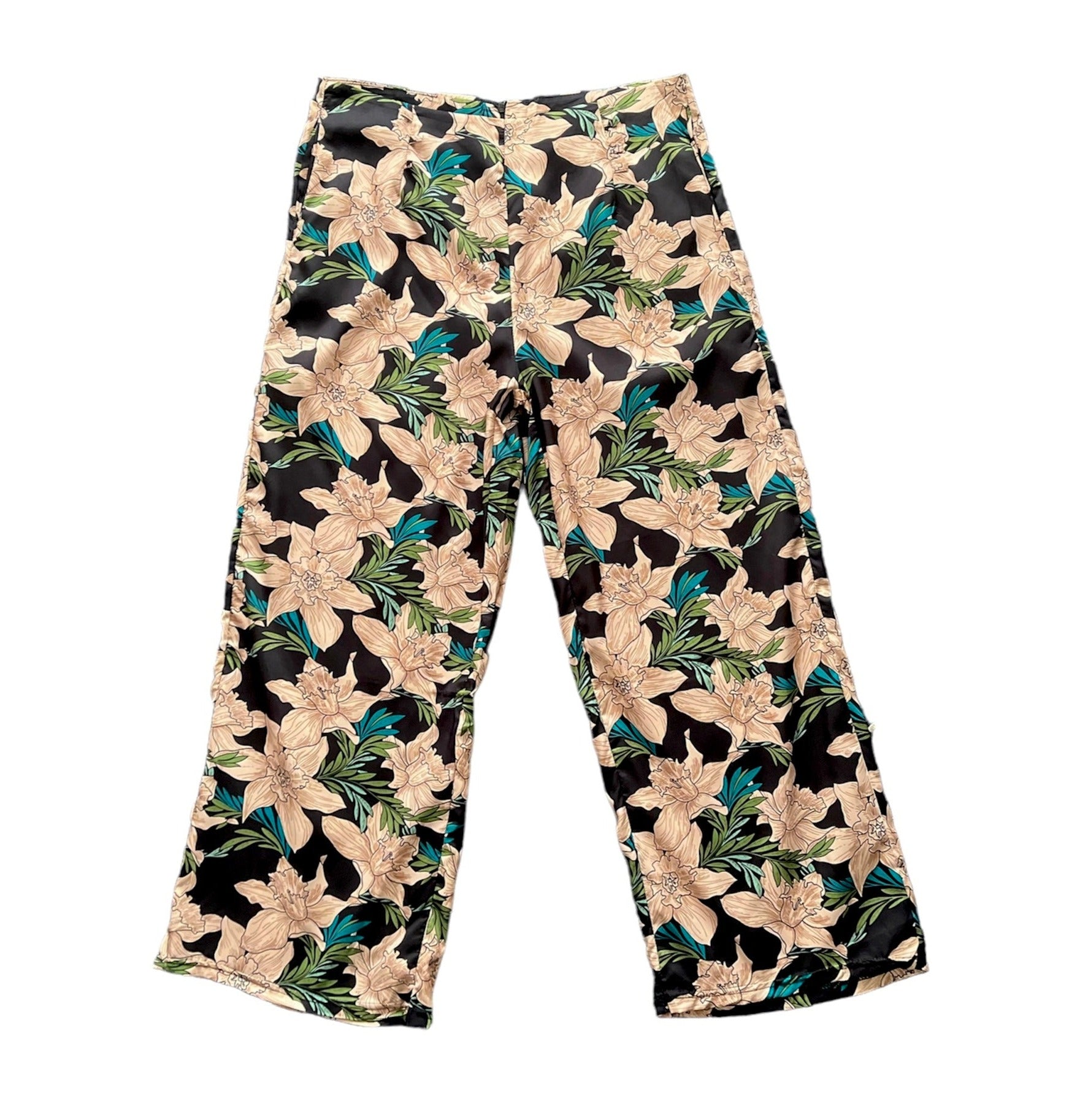 Floral Lace Up Straight Cut Pants XD21