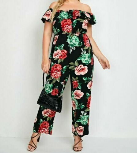 Floral Off Shoulder Curve Pants Jumpsuit XD21