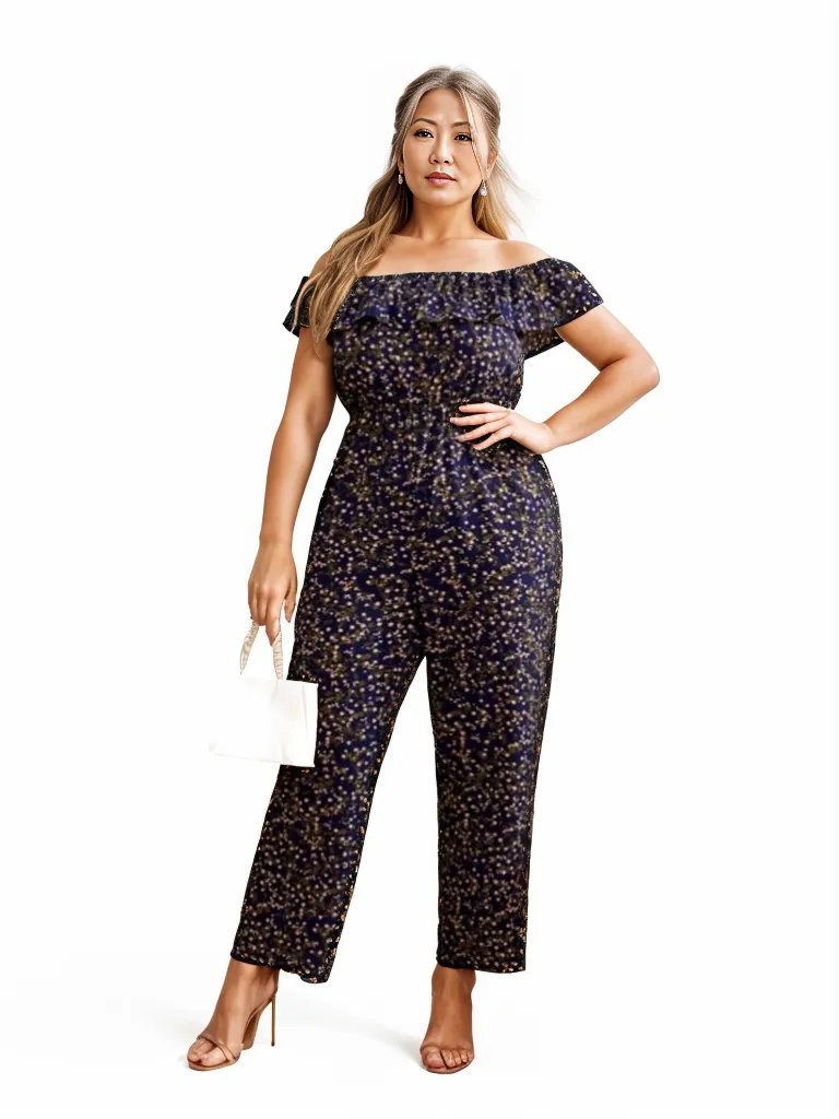 Floral Off Shoulder Curve Pants Jumpsuit XD21
