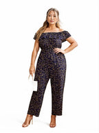 Floral Off Shoulder Curve Pants Jumpsuit XD21
