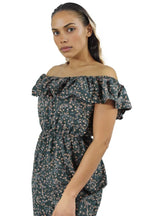 Floral Off Shoulder Curve Pants Jumpsuit XD21