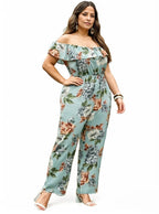 Floral Off Shoulder Curve Pants Jumpsuit XD21