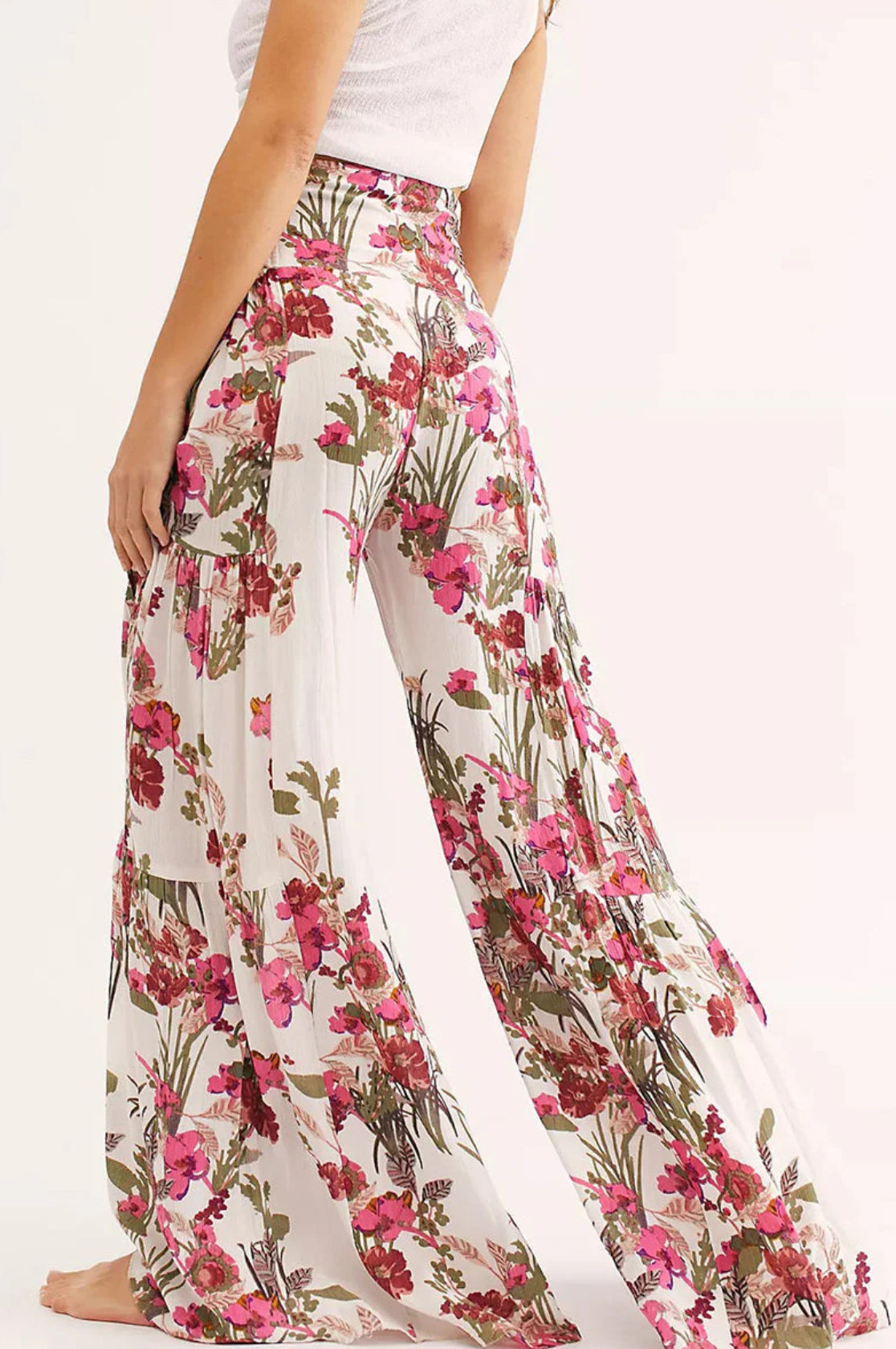 Floral Pattern Wide Leg Pants XD21