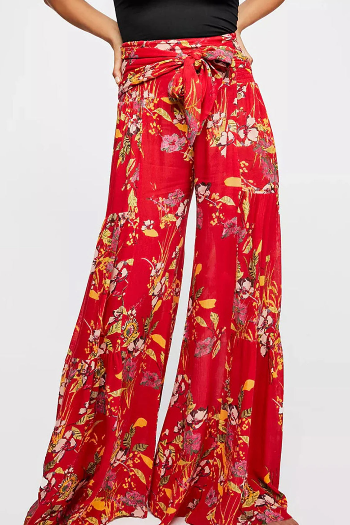 Floral Pattern Wide Leg Pants XD21