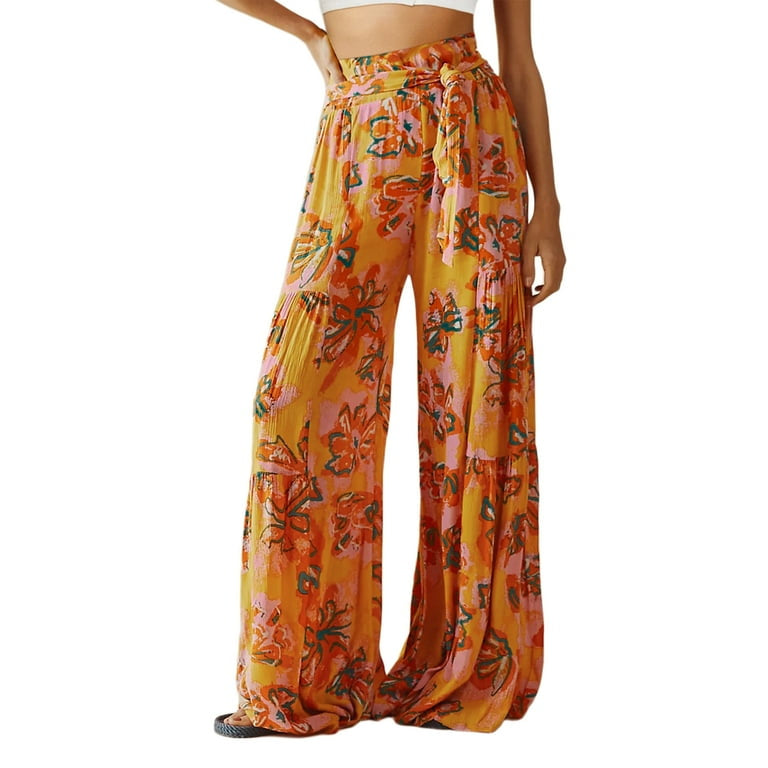 Floral Pattern Wide Leg Pants XD21