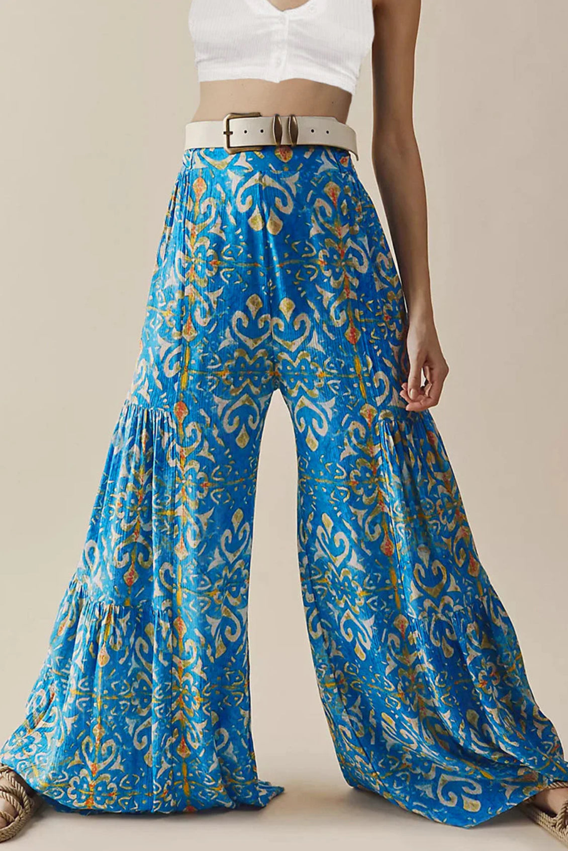 Floral Pattern Wide Leg Pants XD21