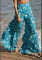 Floral Pattern Wide Leg Pants XD21