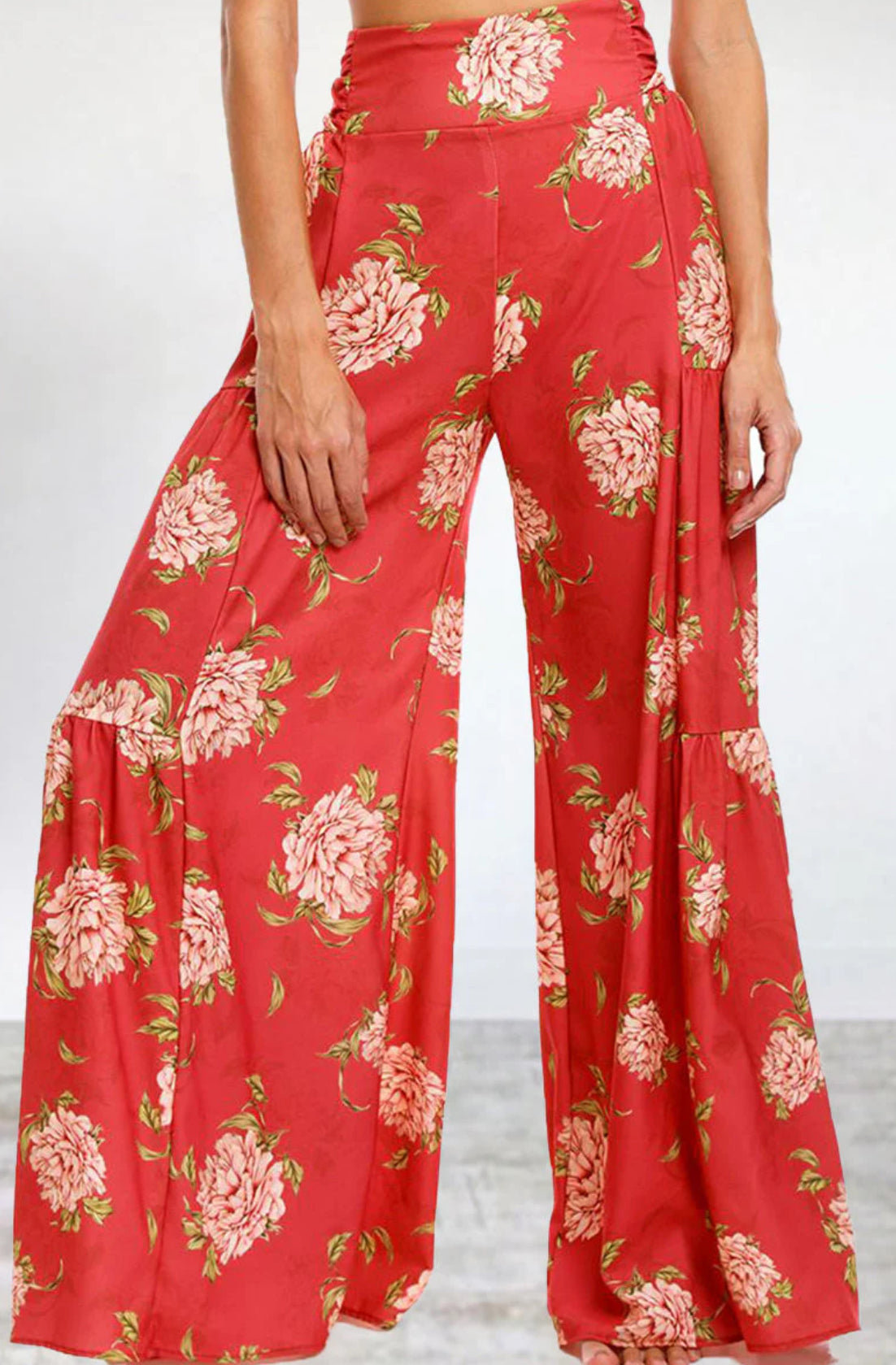 Floral Pattern Wide Leg Pants XD21