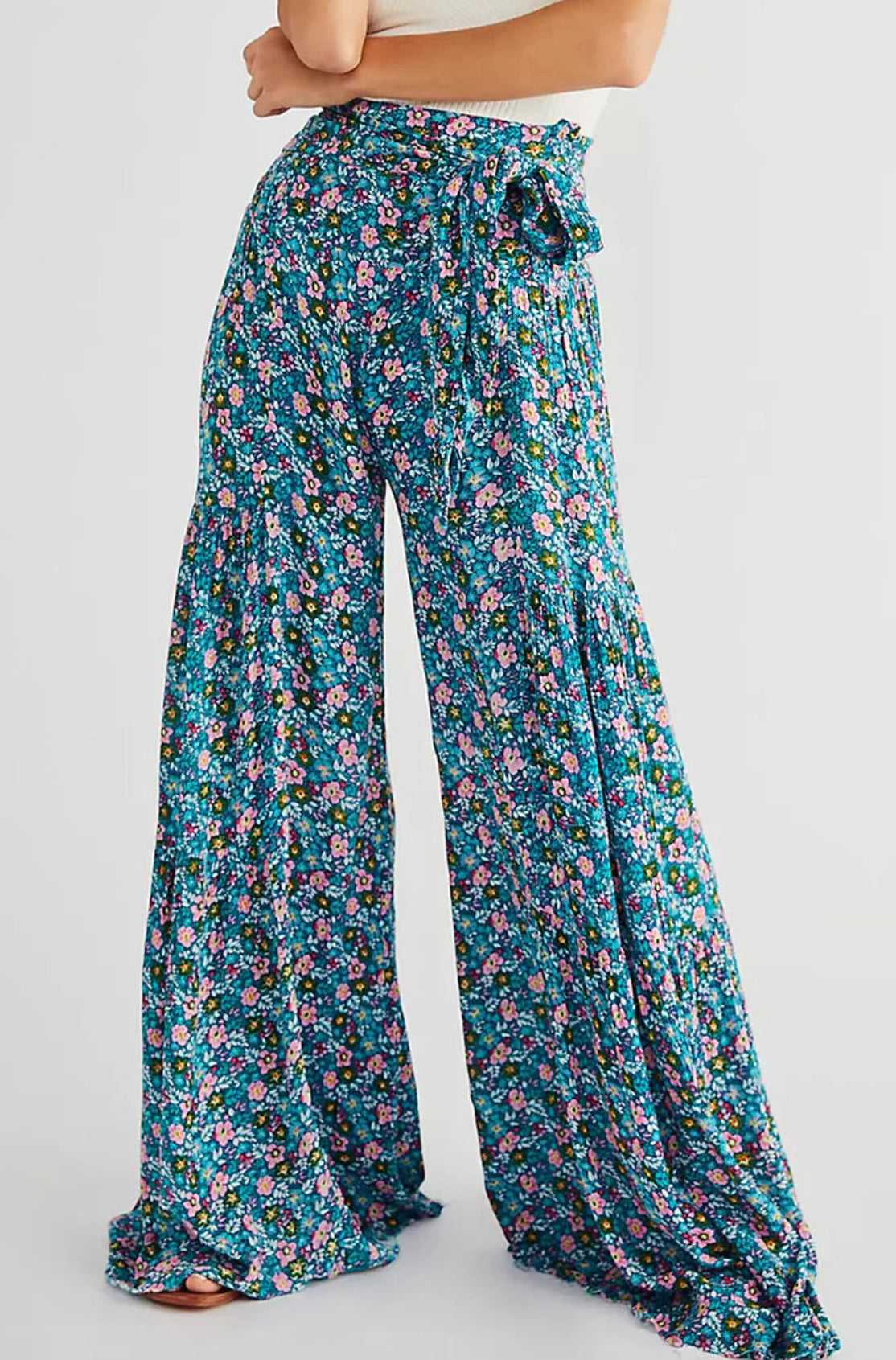 Floral Pattern Wide Leg Pants XD21