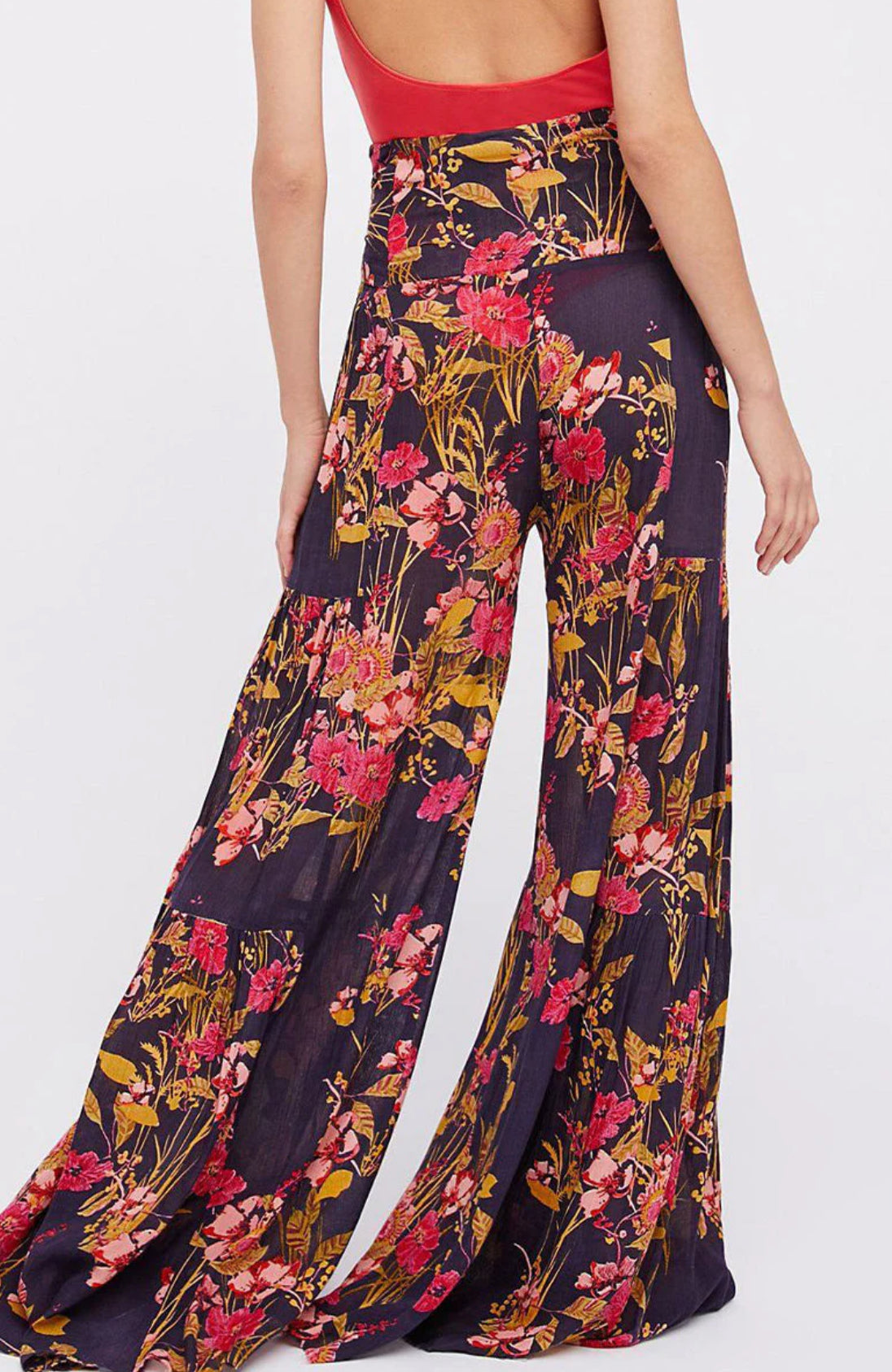 Floral Pattern Wide Leg Pants XD21