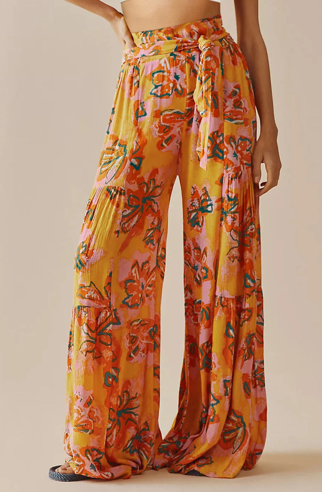 Floral Pattern Wide Leg Pants XD21