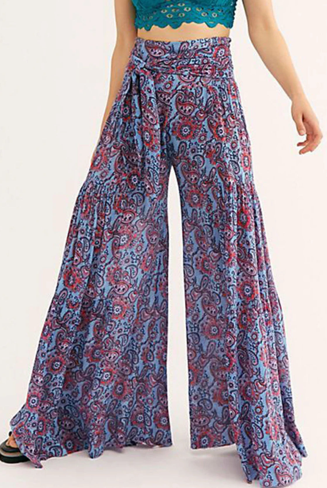 Floral Pattern Wide Leg Pants XD21