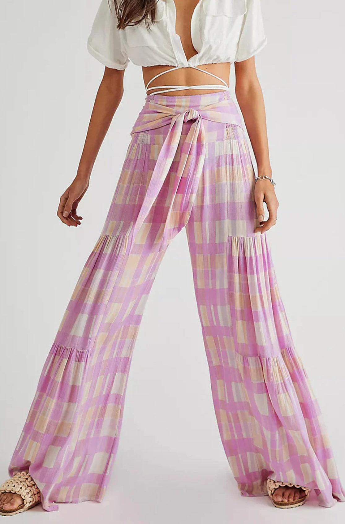 Floral Pattern Wide Leg Pants XD21