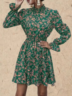 Floral Print Flounce Sleeve Mini Dress XD21