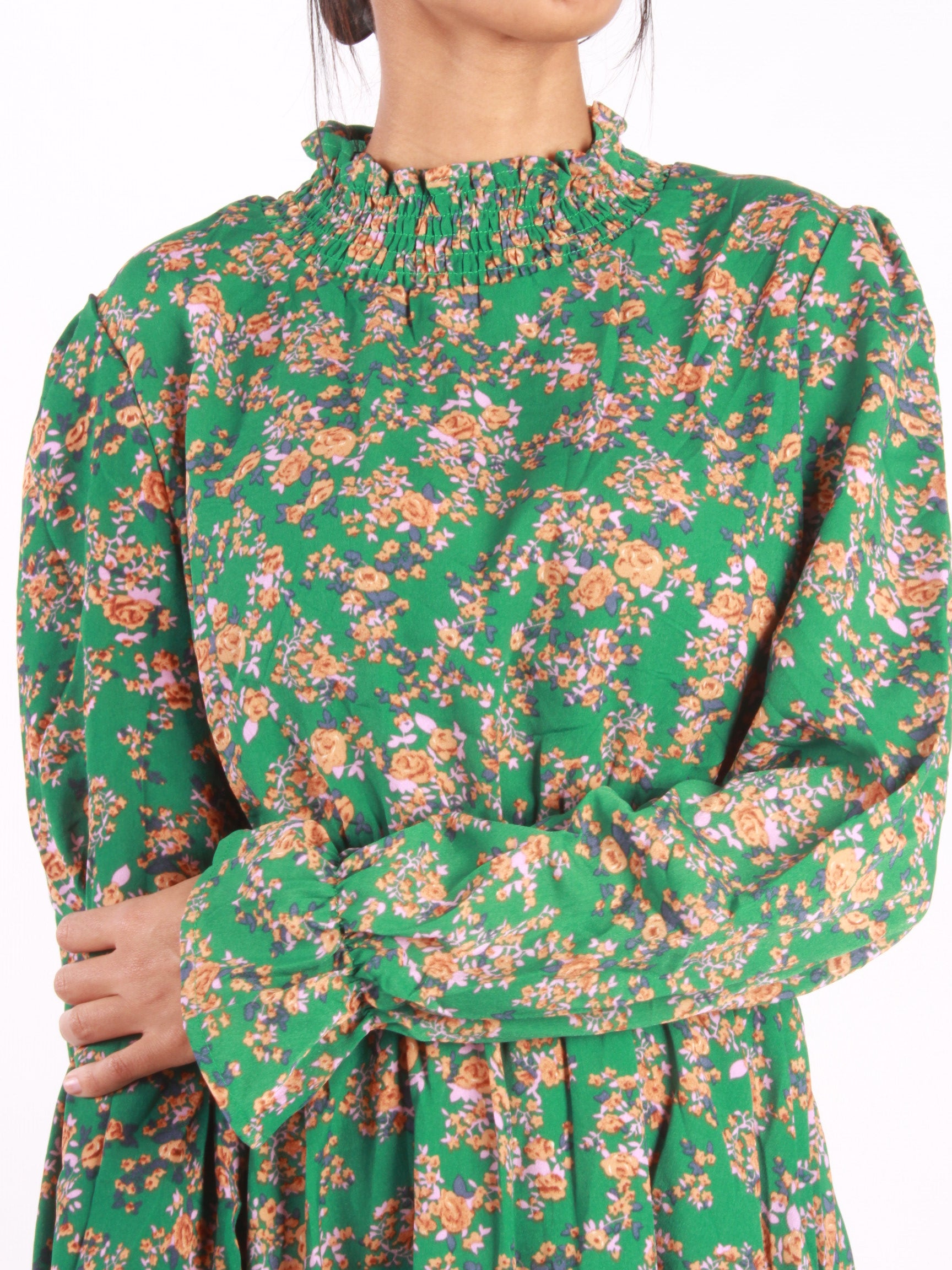 Floral Print Flounce Sleeve Mini Dress XD21