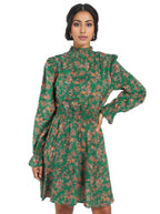 Floral Print Flounce Sleeve Mini Dress XD21