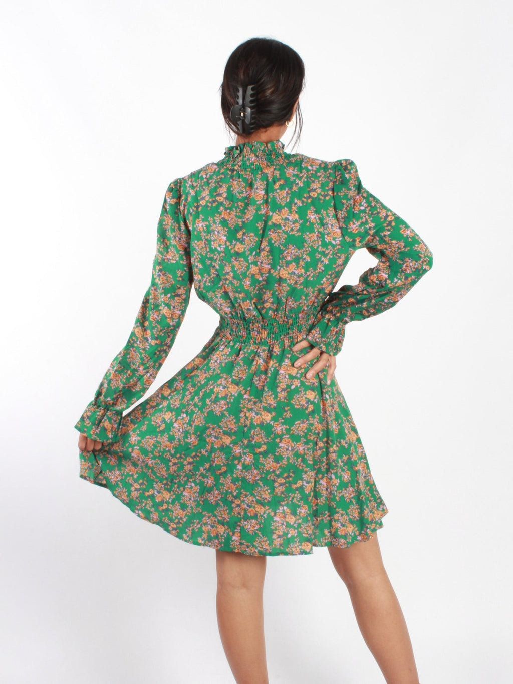 Floral Print Flounce Sleeve Mini Dress XD21