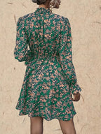 Floral Print Flounce Sleeve Mini Dress XD21