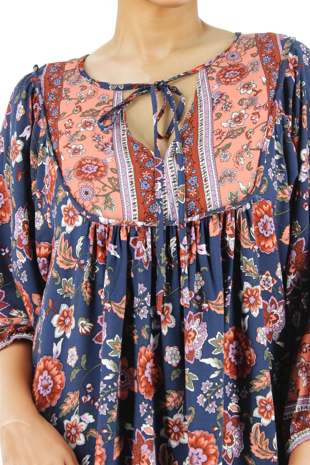 Floral Print Lantern Sleeve Mini Dress XD21