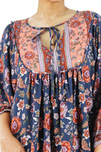 Floral Print Lantern Sleeve Mini Dress XD21