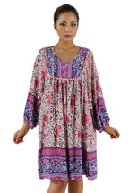 Floral Print Lantern Sleeve Mini Dress XD21