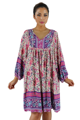 Floral Print Lantern Sleeve Mini Dress XD21